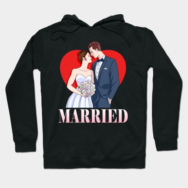 Just Married Wedding Anniversary Gift Hoodie by Noseking